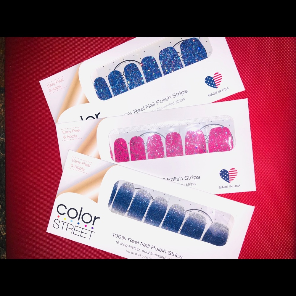 3 Color Street Glitter Nail Polish Strips